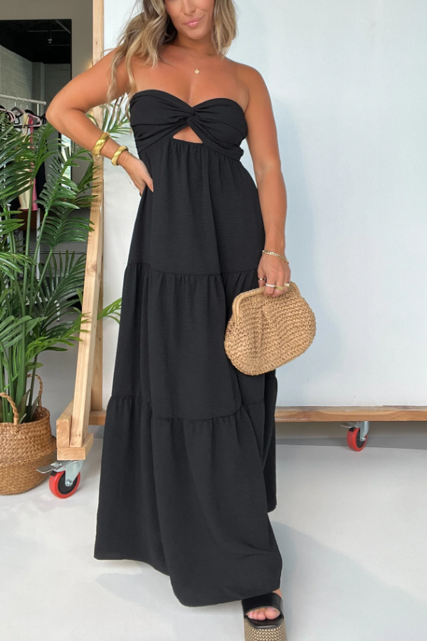 Dusk To Dawn Strapless Maxi Wedding Guest Dress Canada