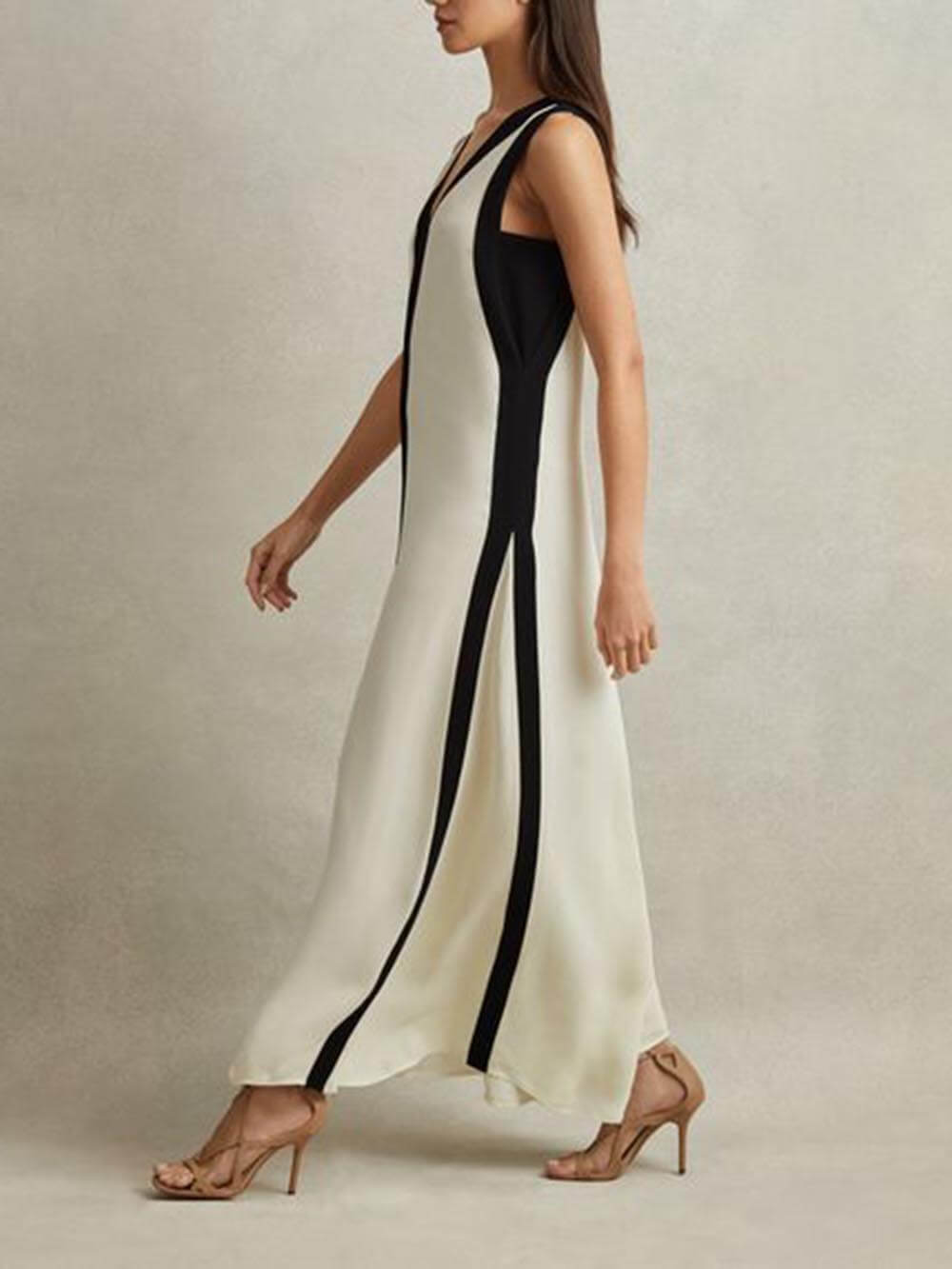 Colorblock A-Line Maxi Wedding Guest Dress Canada