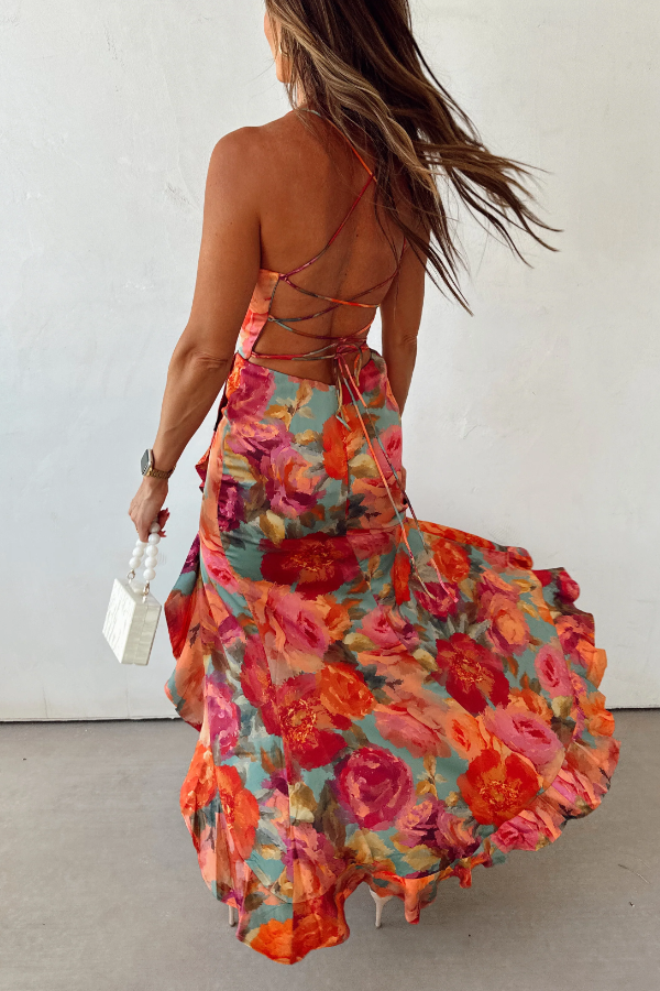 Sweet Revenge Floral Ruffle Maxi Wedding Guest Dress Canada