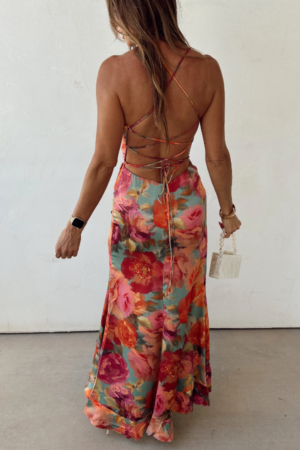 Sweet Revenge Floral Ruffle Maxi Wedding Guest Dress Canada