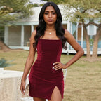 Velvet Bodycon Wedding Guest Cocktail Dress Canada
