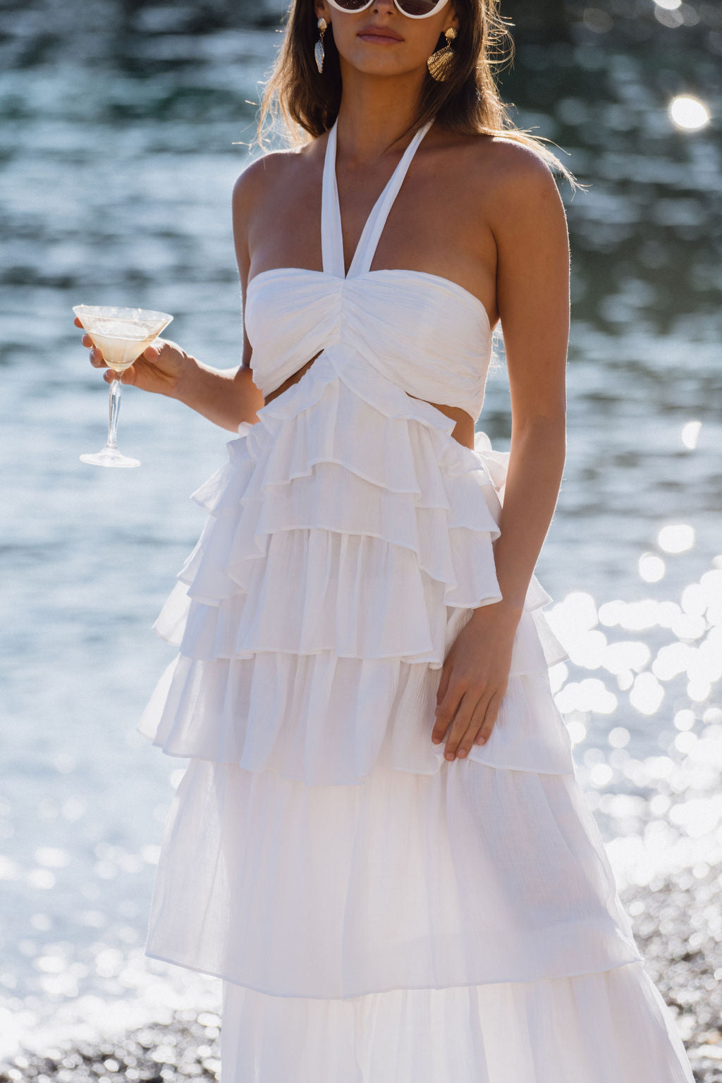 Chateau White Ruffle Maxi Wedding Guest Dress Canada