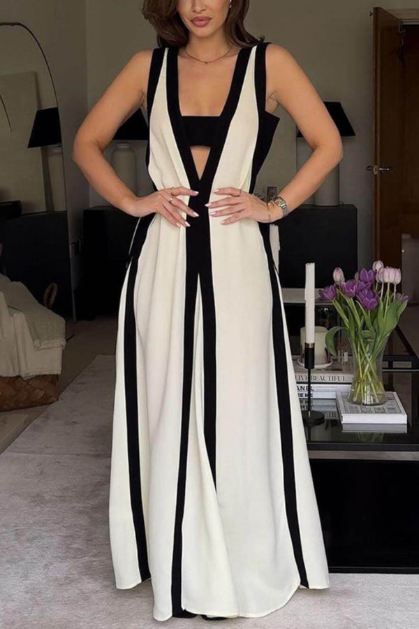 Colorblock A-Line Maxi Wedding Guest Dress Canada