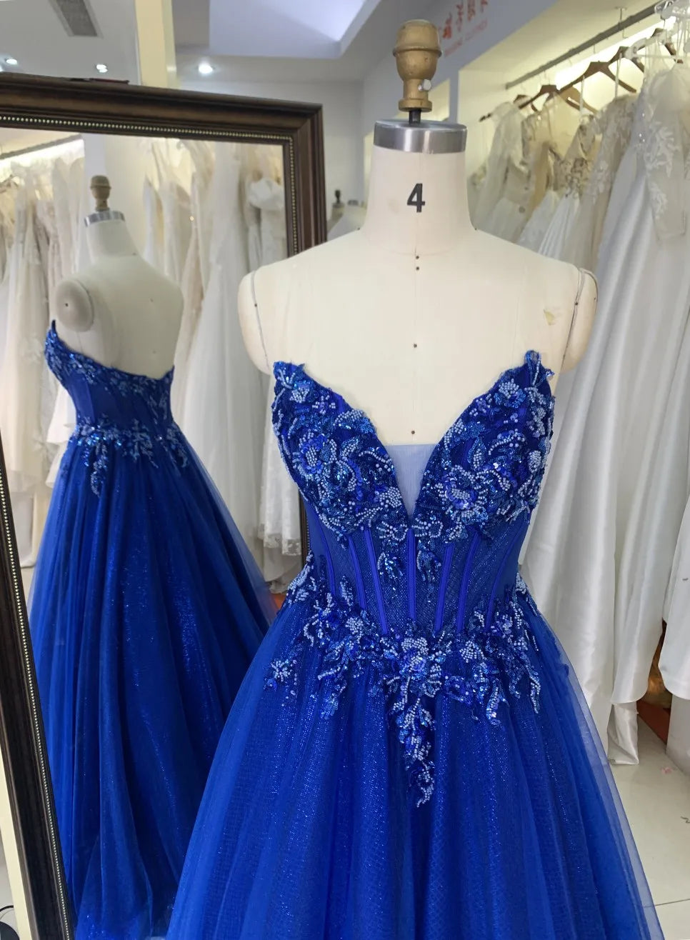 Royal Blue Beaded Wedding Guest Gown Canada