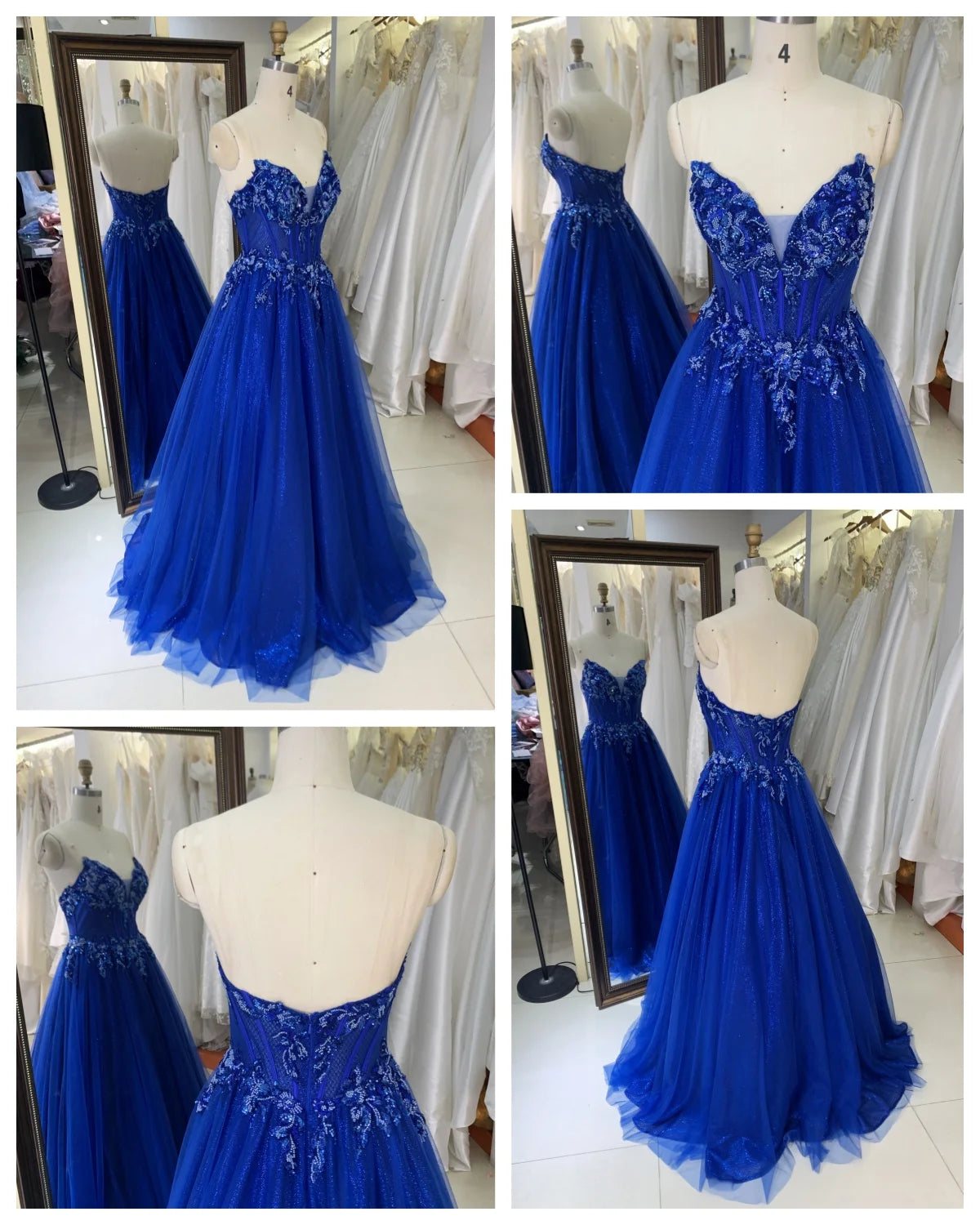 Royal Blue Beaded Wedding Guest Gown Canada