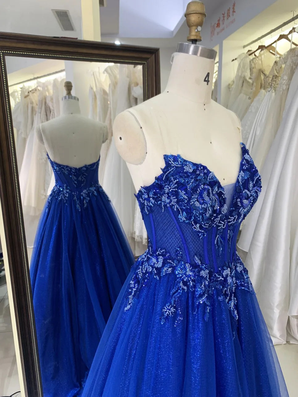 Royal Blue Beaded Wedding Guest Gown Canada