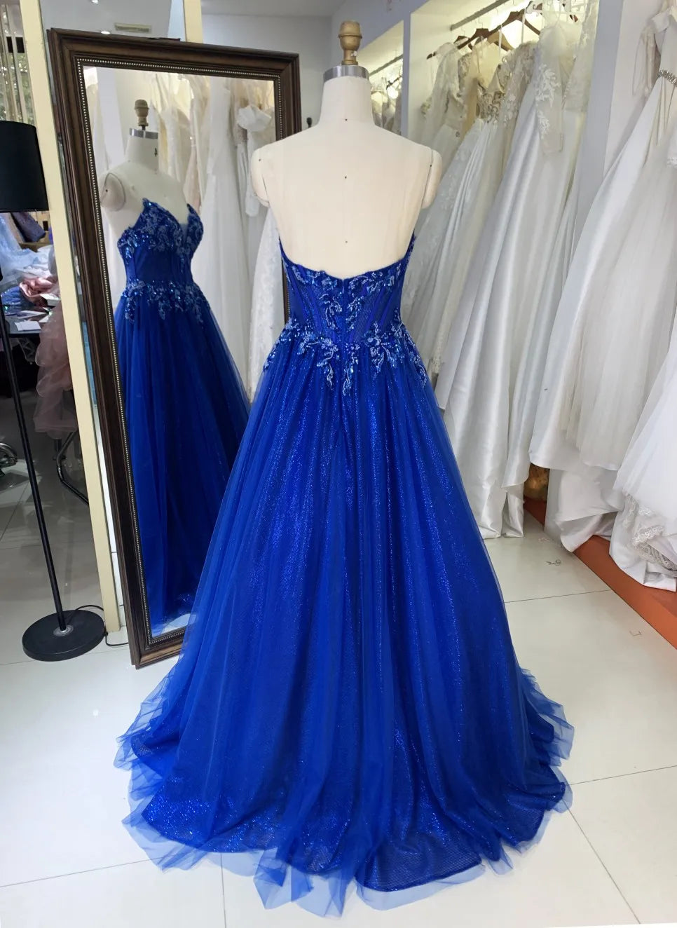 Royal Blue Beaded Wedding Guest Gown Canada